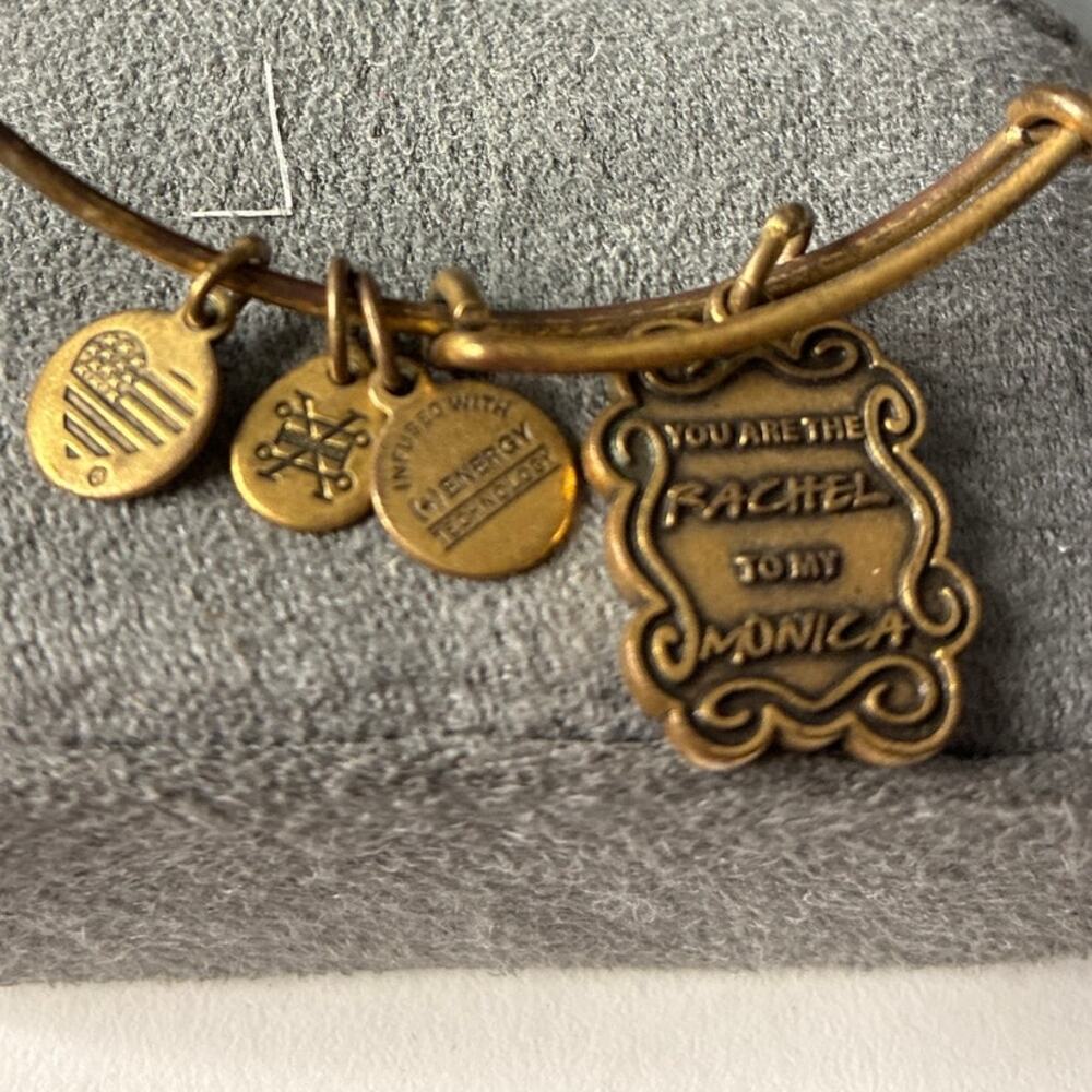 Alex and Ani Friends Charm Bracelet You Are The Rachel To My Monica Bangle Brass